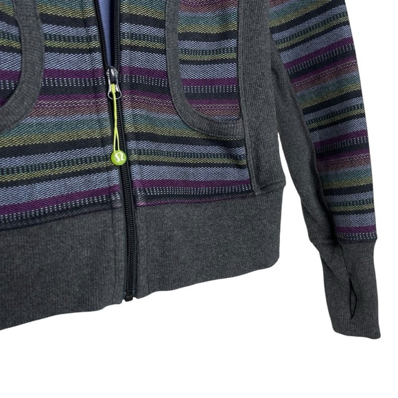 Lululemon Athletica Scuba Hoodie Poncho Stripe Long Sleeve Zip Up Size 2 - Picture 7 of 8